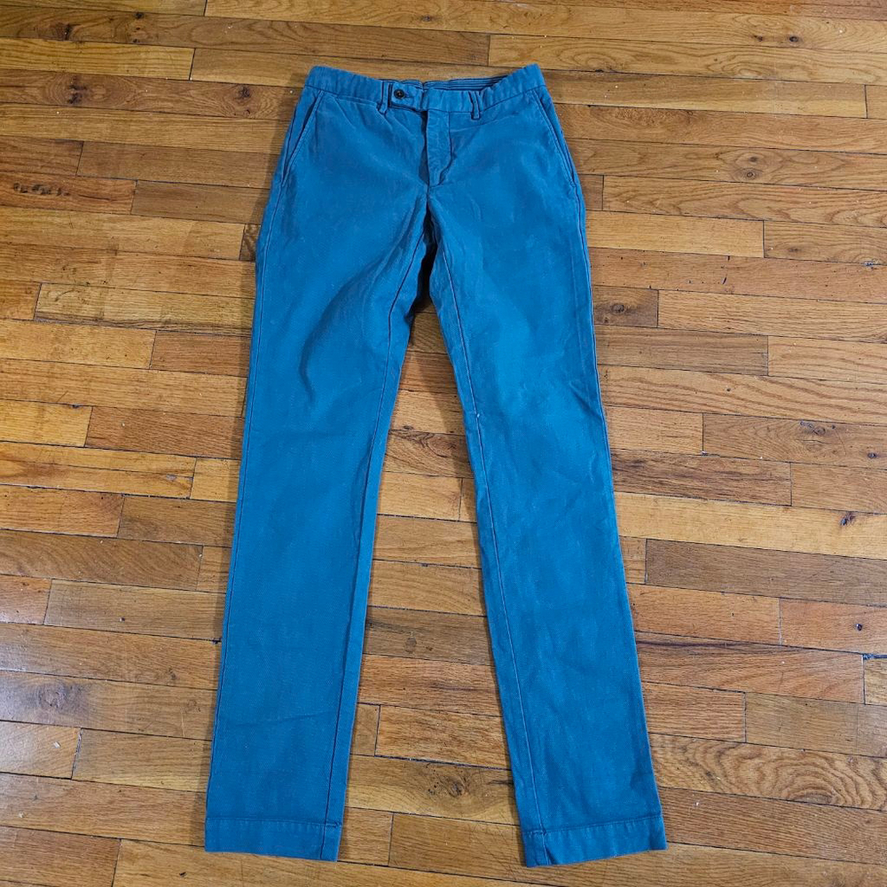 Hackett London Teal Cotton Elastane Kensington Slim Chinos Waist 28 Inseam 32